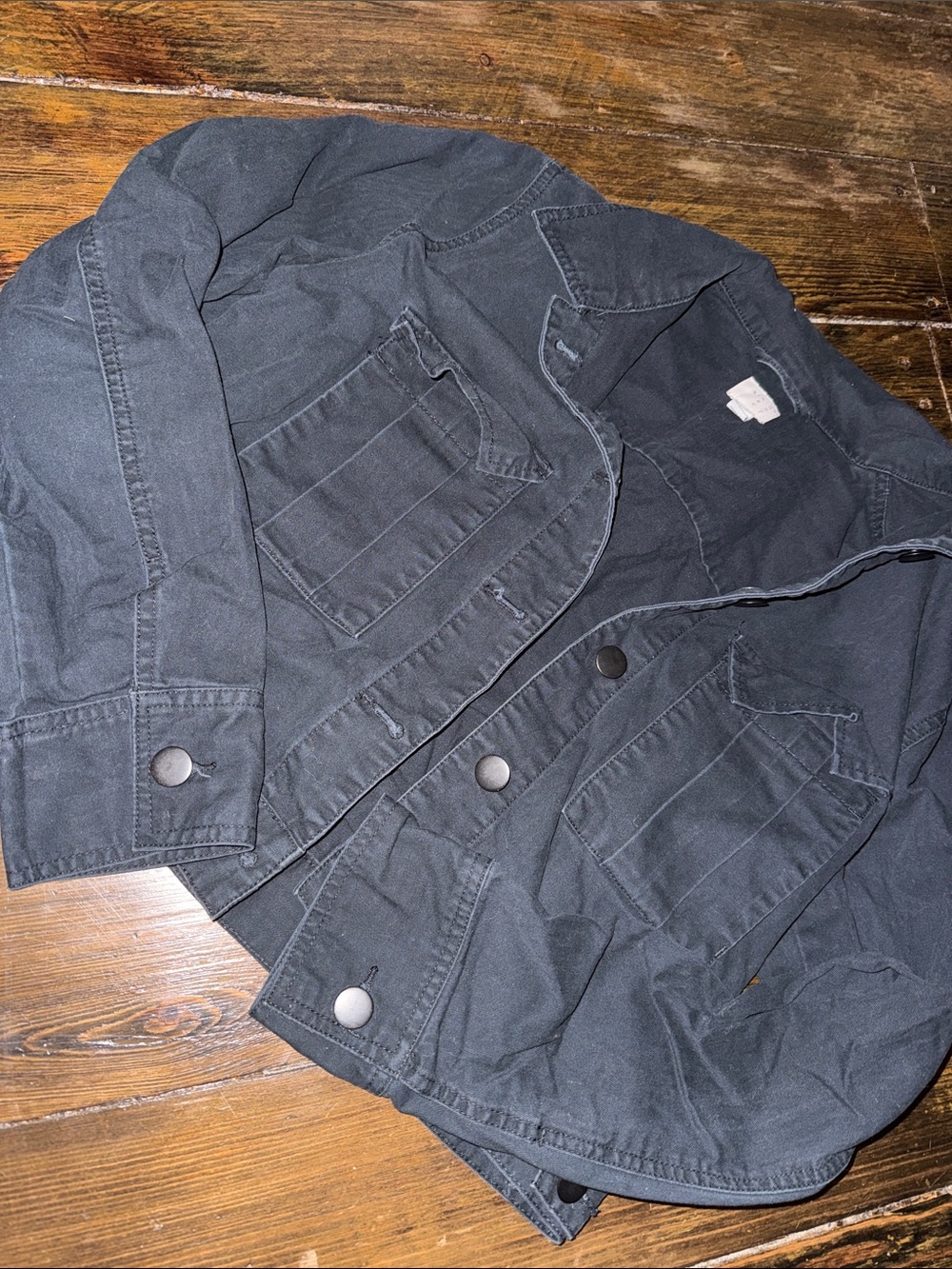 a new day Black Denim Jacket with Button Front